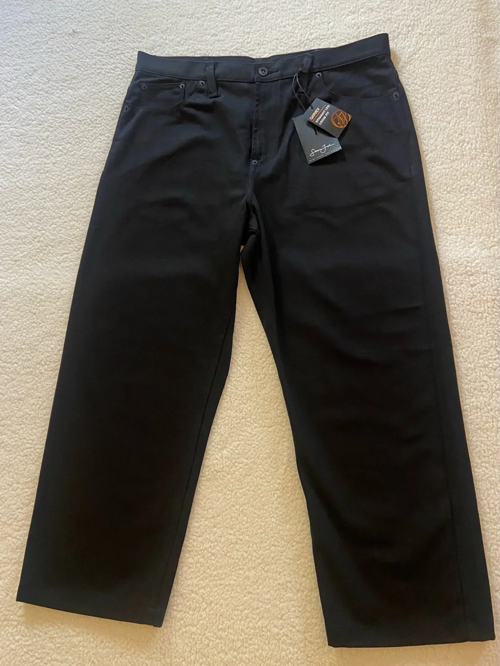 Sean John Mens Jeans Denim Straight Fit Wide Leg 38x30 Black Y2K Hip Hop NWT